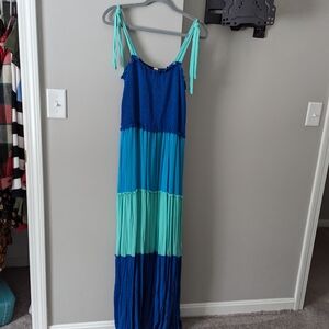 Blue and Teal Maxi Dress